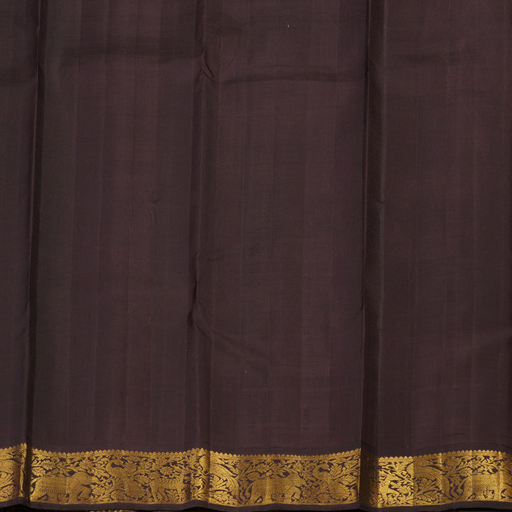 Hayagrivas Handloom Kanjivaram silk saree in Teal green with Korvai contrast dark brown KBE395E3-1