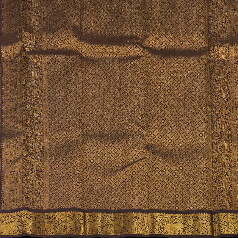 Hayagrivas Handloom Kanjivaram silk saree in Teal green with Korvai contrast dark brown KBE395E3-1