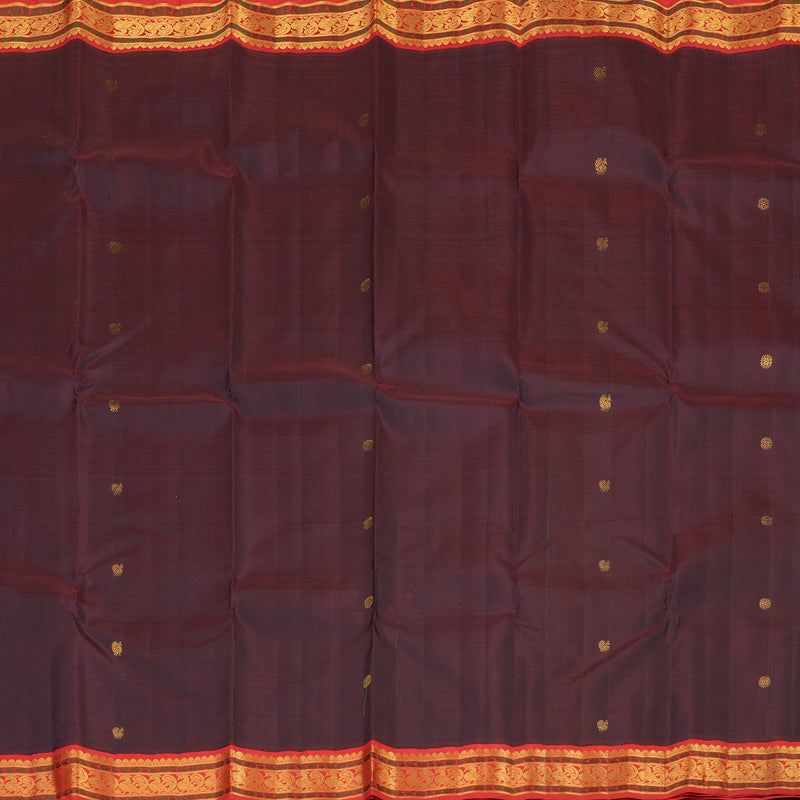 Hayagrivas Handloom Exemplary Kanchana Brown With Red Kanjivaram Silk Saree KBE395E7-1