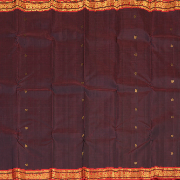 Hayagrivas Handloom Exemplary Kanchana Brown With Red Kanjivaram Silk Saree KBE395E7-1