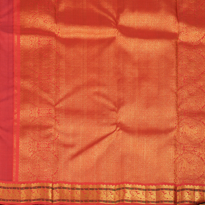 Hayagrivas Handloom Exemplary Kanchana Brown With Red Kanjivaram Silk Saree KBE395E7-1