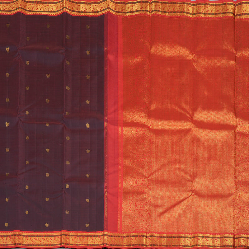 Hayagrivas Handloom Exemplary Kanchana Brown With Red Kanjivaram Silk Saree KBE395E7-1
