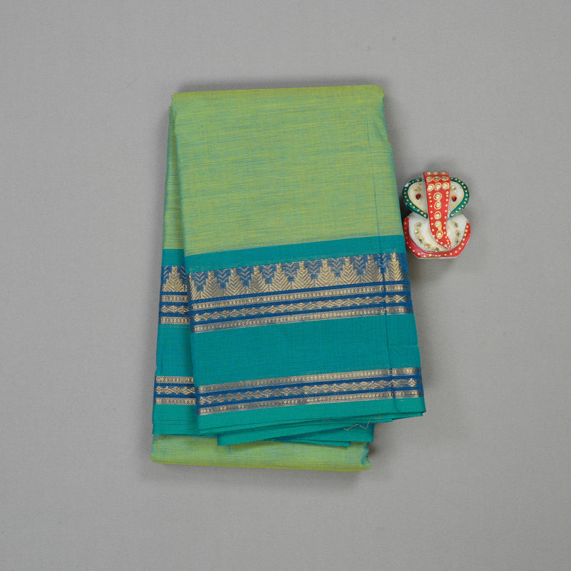 Hayagrivas Handloom Pure Cotton Saree in Dual Tone Sky Blue with Yellow KBE396E1-36