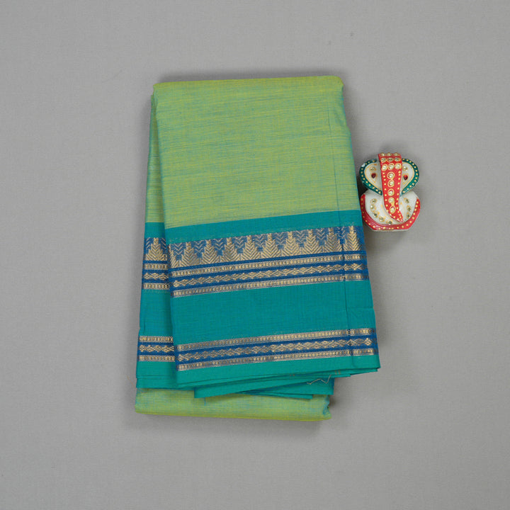 Hayagrivas Handloom Pure Cotton Saree in Dual Tone Sky Blue with Yellow KBE396E1-36
