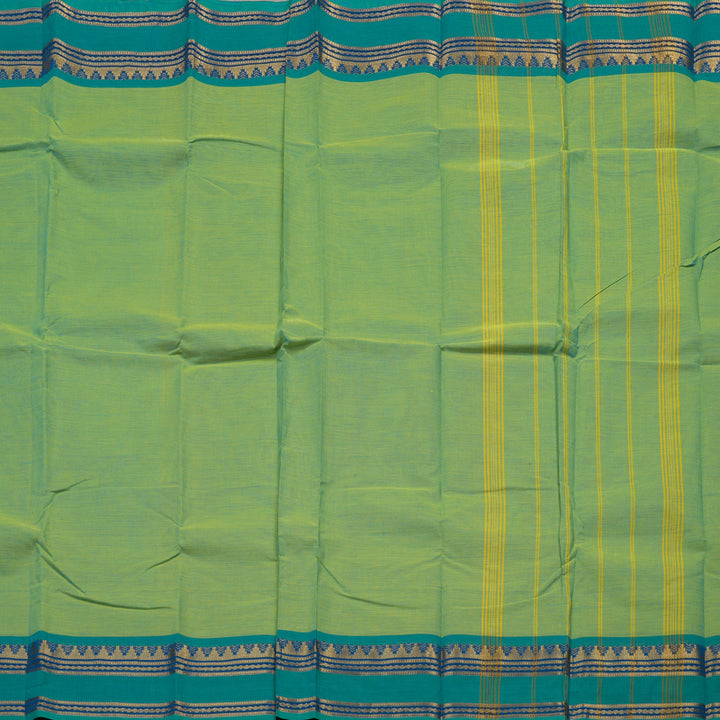 Hayagrivas Handloom Pure Cotton Saree in Dual Tone Sky Blue with Yellow KBE396E1-36