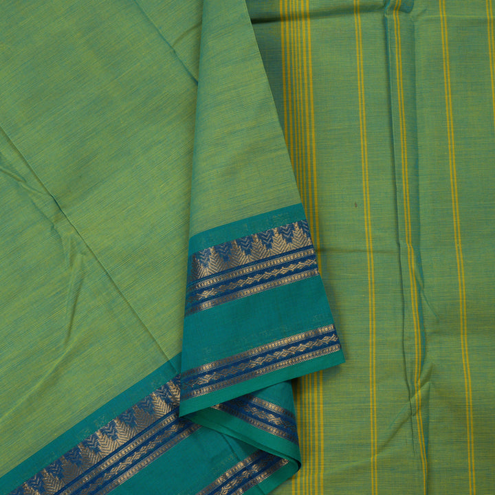 Hayagrivas Handloom Pure Cotton Saree in Dual Tone Sky Blue with Yellow KBE396E1-36