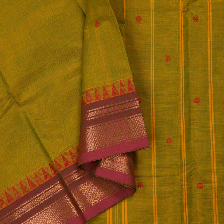 Hayagrivas Handloom Pure Cotton Saree in Refreshing Sampanga Green KBE396E10-22