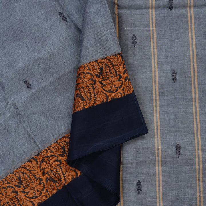 Hayagrivas Handloom Pure Cotton Saree in Lovely Grey KBE396E10-23