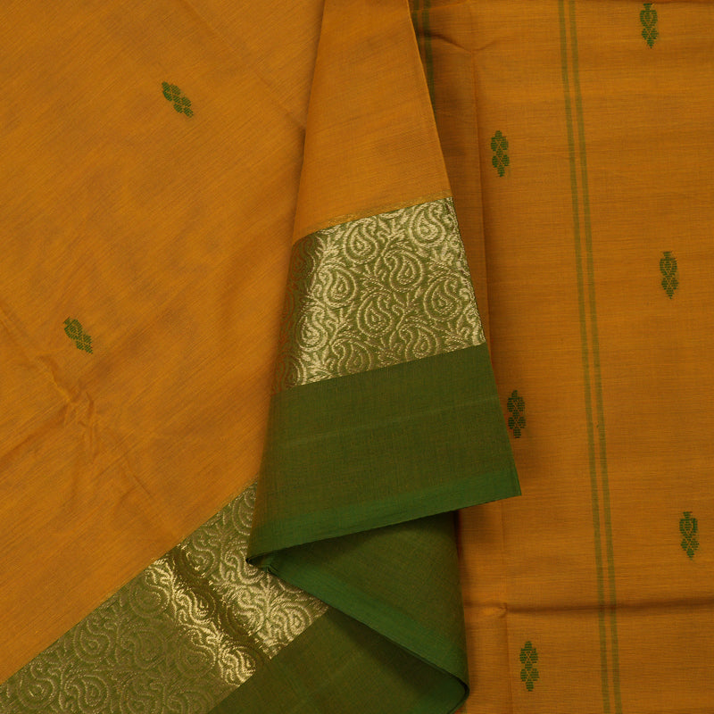Hayagrivas Handloom Pure Cotton Saree in Vibrant Honey Mustard KBE396E10-24