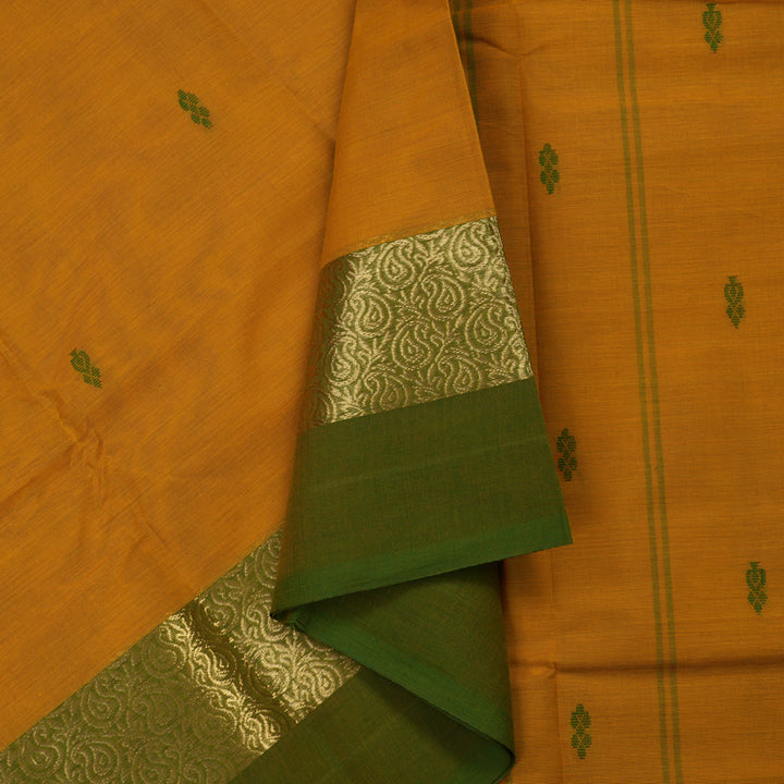 Hayagrivas Handloom Pure Cotton Saree in Vibrant Honey Mustard KBE396E10-24