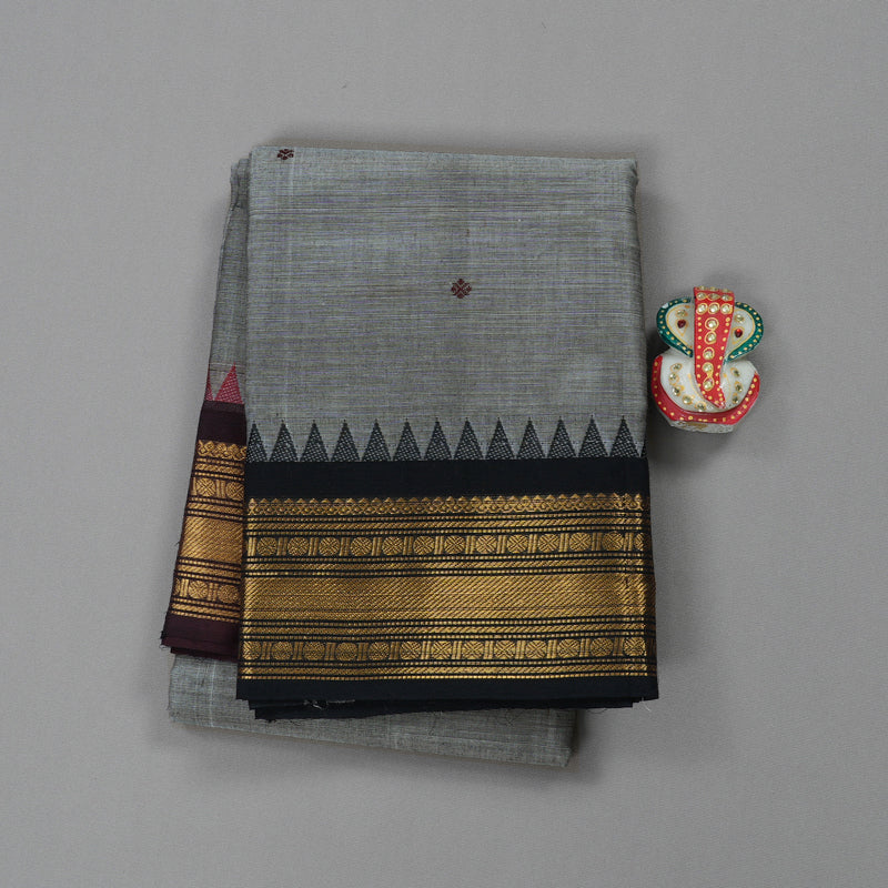 Hayagrivas Handloom Pure Cotton Saree in Intense Grey KBE396E10-31