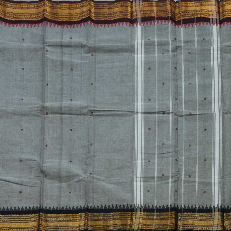 Hayagrivas Handloom Pure Cotton Saree in Intense Grey KBE396E10-31