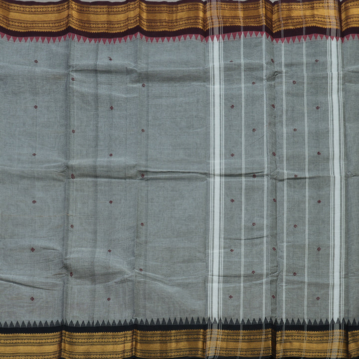 Hayagrivas Handloom Pure Cotton Saree in Intense Grey KBE396E10-31