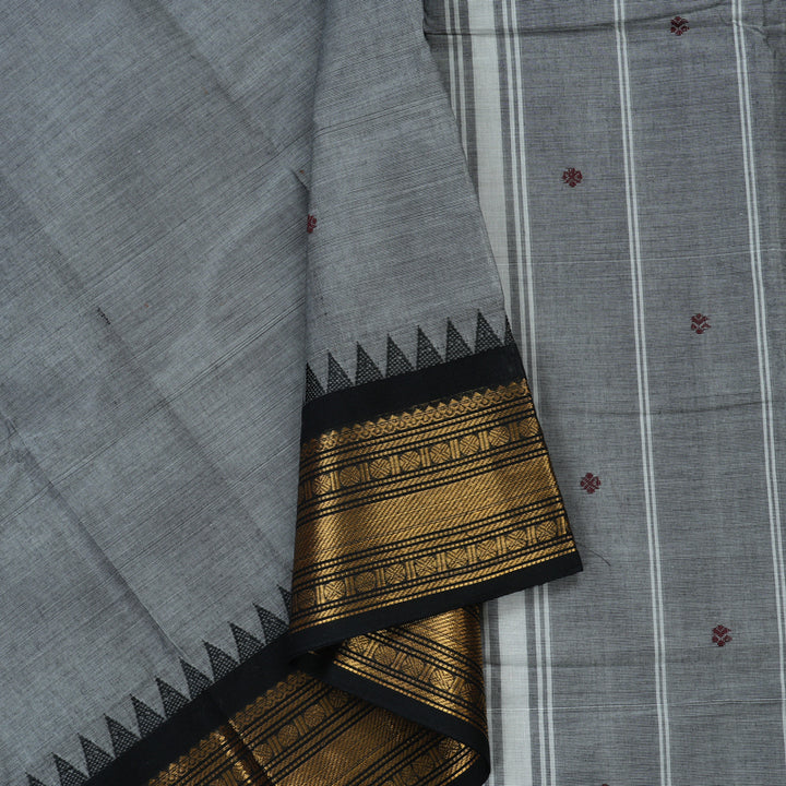Hayagrivas Handloom Pure Cotton Saree in Intense Grey KBE396E10-31