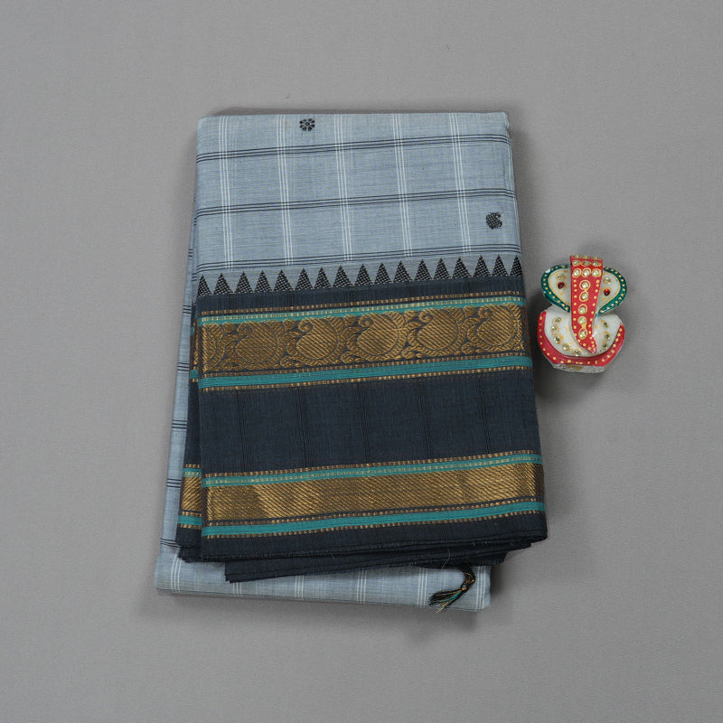 Hayagrivas Handloom Pure Cotton Saree Cool-toned Grey KBE396E12-4