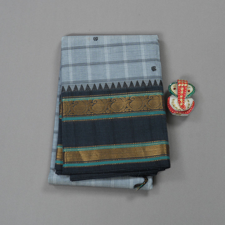 Hayagrivas Handloom Pure Cotton Saree Cool-toned Grey KBE396E12-4