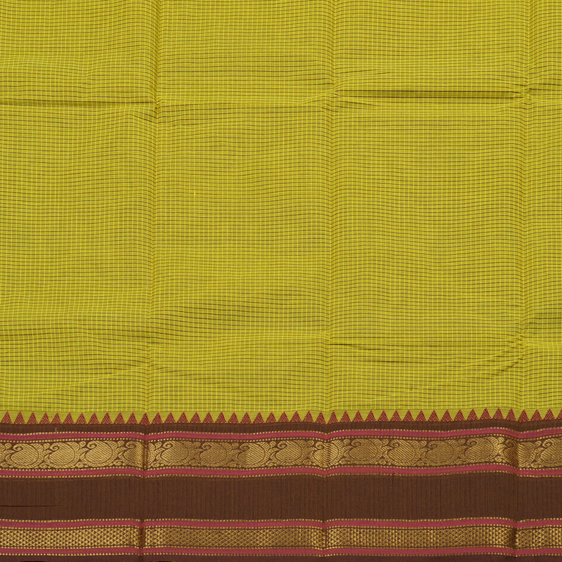 Hayagrivas Handloom Pure Cotton Saree Refreshing Lemon Green KBE396E12-5