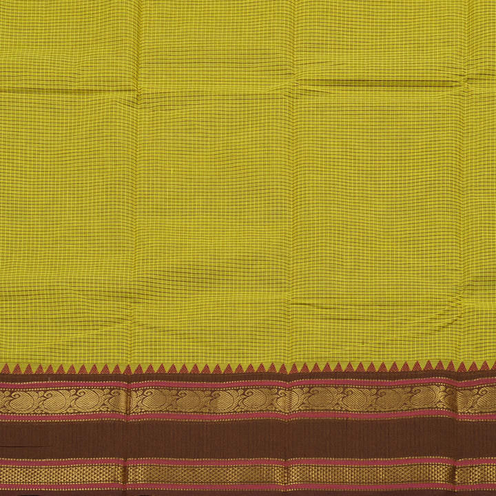 Hayagrivas Handloom Pure Cotton Saree Refreshing Lemon Green KBE396E12-5