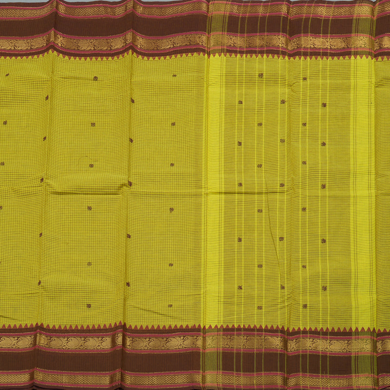 Hayagrivas Handloom Pure Cotton Saree Refreshing Lemon Green KBE396E12-5