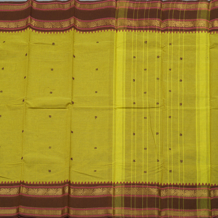 Hayagrivas Handloom Pure Cotton Saree Refreshing Lemon Green KBE396E12-5