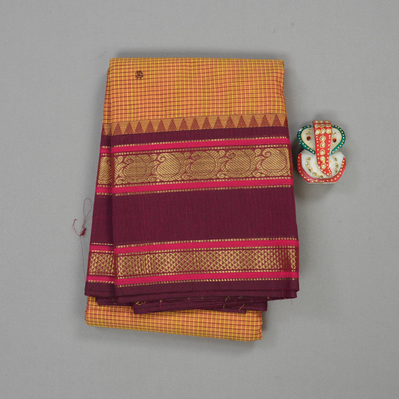 Hayagrivas Handloom Pure Cotton Saree in Glowing Sandal Yellow KBE396E12-7