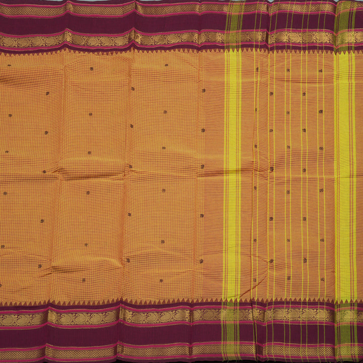 Hayagrivas Handloom Pure Cotton Saree in Glowing Sandal Yellow KBE396E12-7