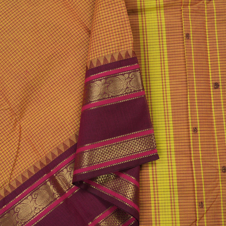 Hayagrivas Handloom Pure Cotton Saree in Glowing Sandal Yellow KBE396E12-7