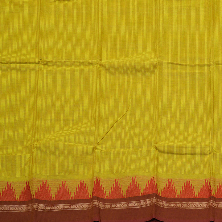 Hayagrivas Handloom Pure Cotton Saree in Lemon Green KBE396E2-1
