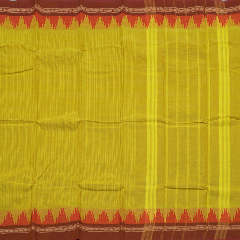 Hayagrivas Handloom Pure Cotton Saree in Lemon Green KBE396E2-1