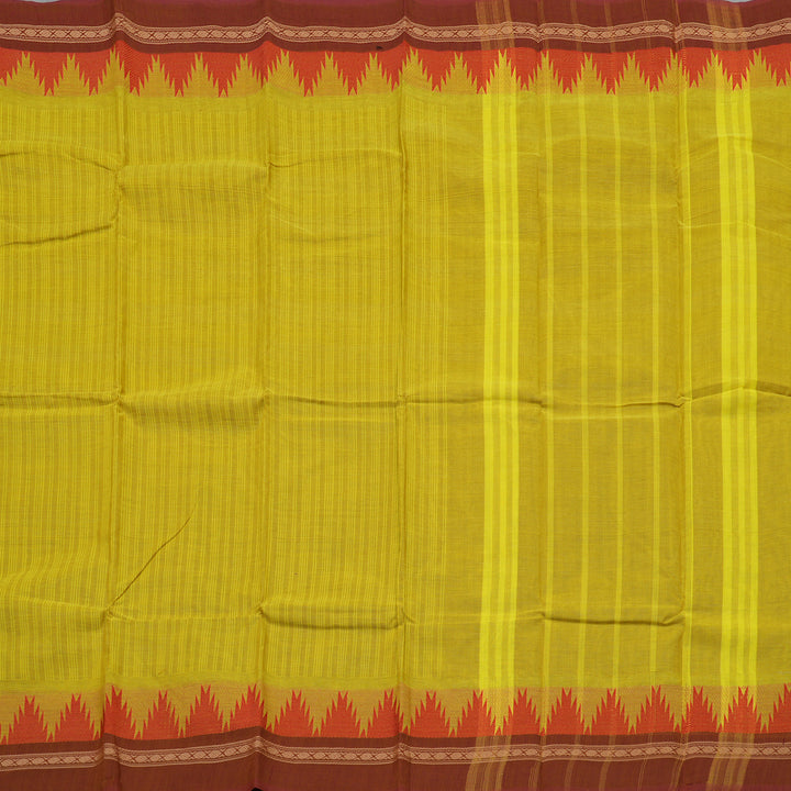 Hayagrivas Handloom Pure Cotton Saree in Lemon Green KBE396E2-1