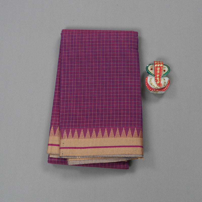 Hayagrivas Handloom Pure Cotton Saree in Enchanting Dark Purple KBE396E2-11