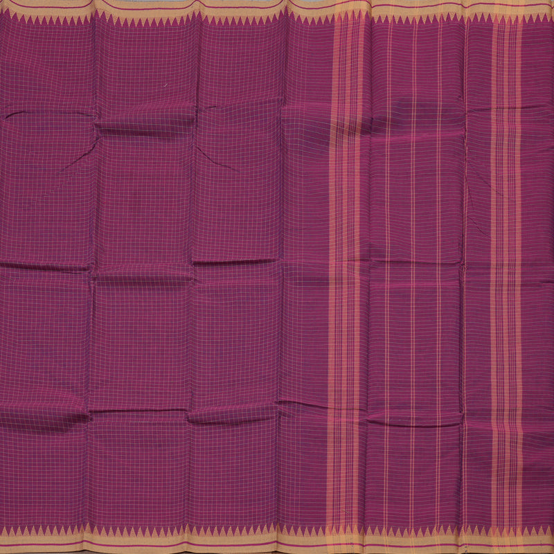Hayagrivas Handloom Pure Cotton Saree in Enchanting Dark Purple KBE396E2-11