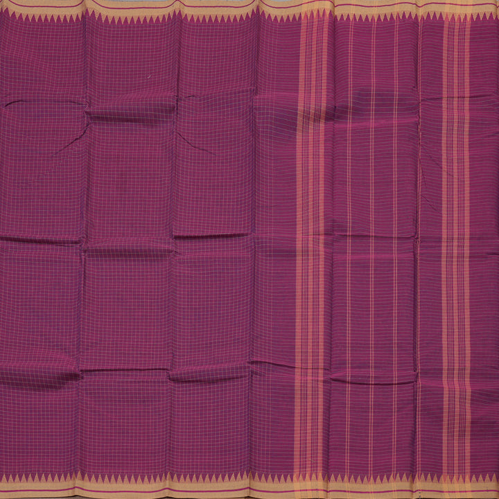 Hayagrivas Handloom Pure Cotton Saree in Enchanting Dark Purple KBE396E2-11