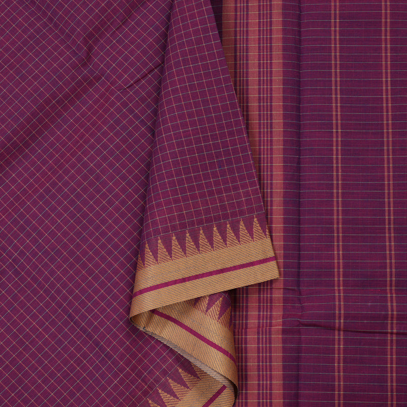 Hayagrivas Handloom Pure Cotton Saree in Enchanting Dark Purple KBE396E2-11