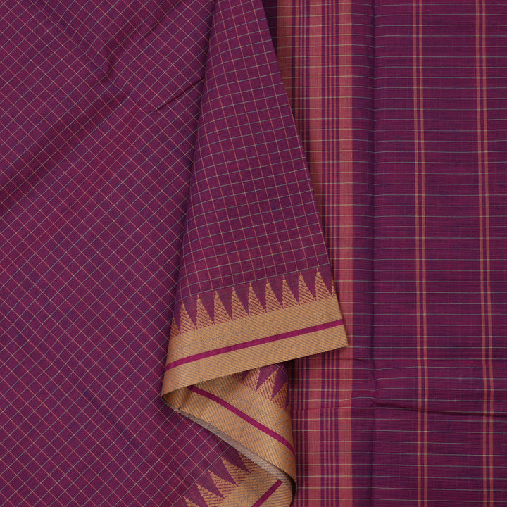 Hayagrivas Handloom Pure Cotton Saree in Enchanting Dark Purple KBE396E2-11