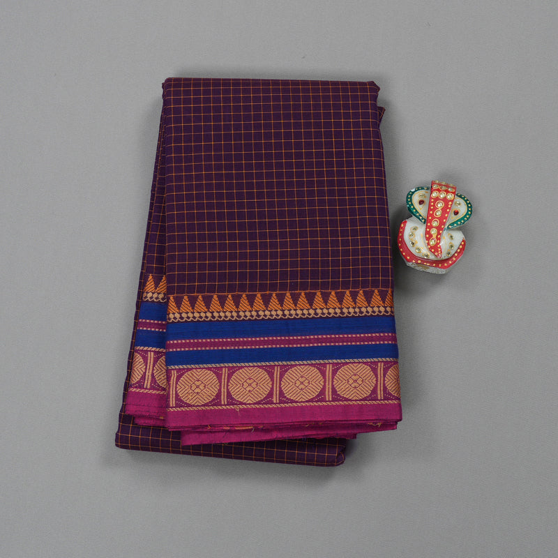Hayagrivas Handloom Pure Cotton Saree in Attractive Dark Plum Purple KBE396E2-23