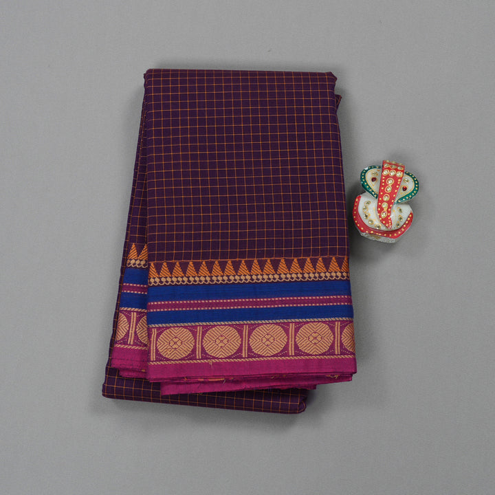 Hayagrivas Handloom Pure Cotton Saree in Attractive Dark Plum Purple KBE396E2-23