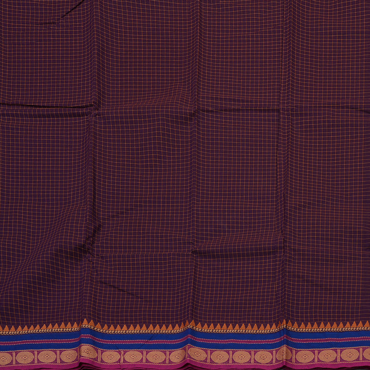Hayagrivas Handloom Pure Cotton Saree in Attractive Dark Plum Purple KBE396E2-23