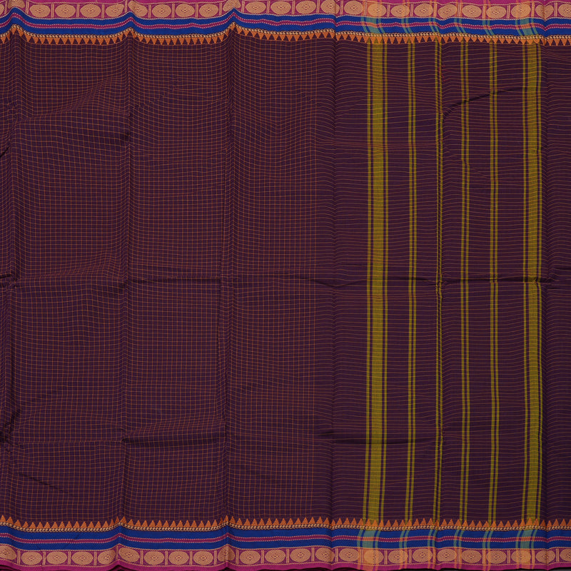 Hayagrivas Handloom Pure Cotton Saree in Attractive Dark Plum Purple KBE396E2-23