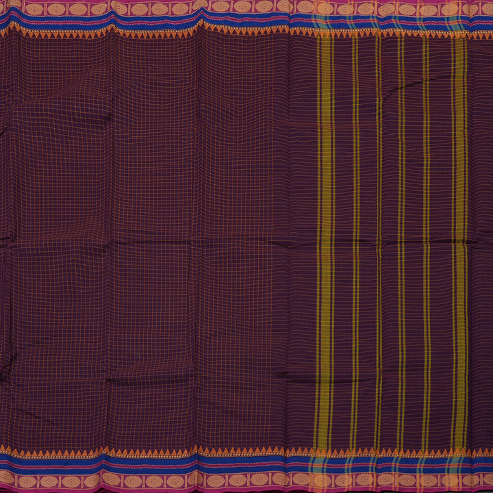 Hayagrivas Handloom Pure Cotton Saree in Attractive Dark Plum Purple KBE396E2-23