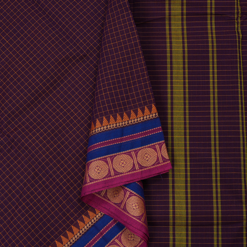 Hayagrivas Handloom Pure Cotton Saree in Attractive Dark Plum Purple KBE396E2-23
