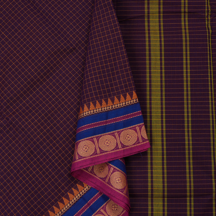 Hayagrivas Handloom Pure Cotton Saree in Attractive Dark Plum Purple KBE396E2-23