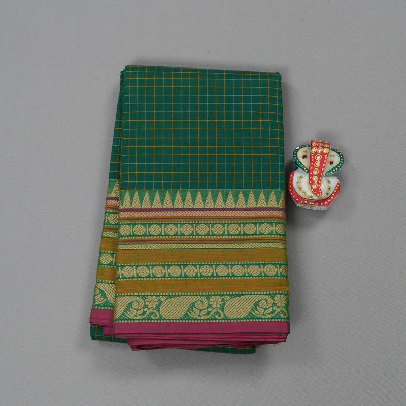 Hayagrivas Handloom Pure Cotton Saree in Striking Bottle Green KBE396E2-32