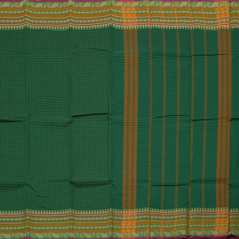 Hayagrivas Handloom Pure Cotton Saree in Striking Bottle Green KBE396E2-32