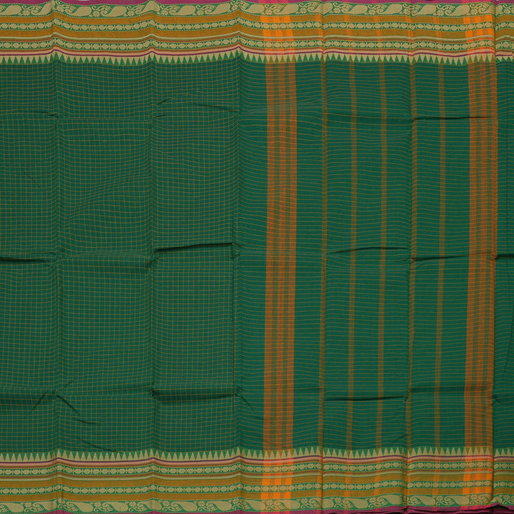 Hayagrivas Handloom Pure Cotton Saree in Striking Bottle Green KBE396E2-32