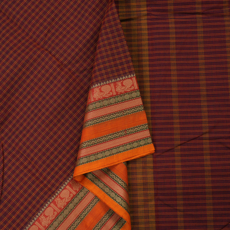 Hayagrivas Handloom Pure Cotton Saree in Captivating Wine Maroon KBE396E2-34