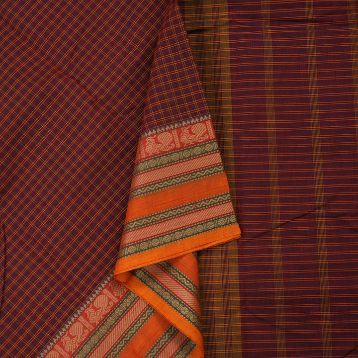 Hayagrivas Handloom Pure Cotton Saree in Captivating Wine Maroon KBE396E2-34