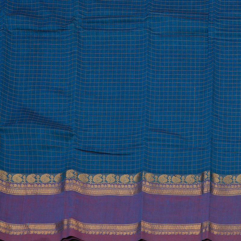 Hayagrivas Handloom Pure Cotton Saree in Timesless Blue KBE396E3-4