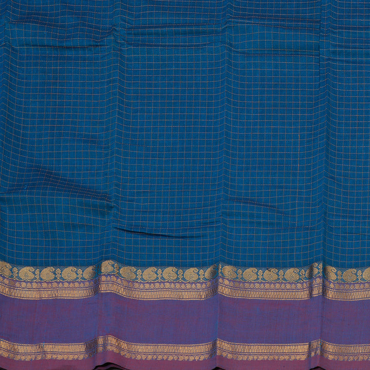 Hayagrivas Handloom Pure Cotton Saree in Timesless Blue KBE396E3-4