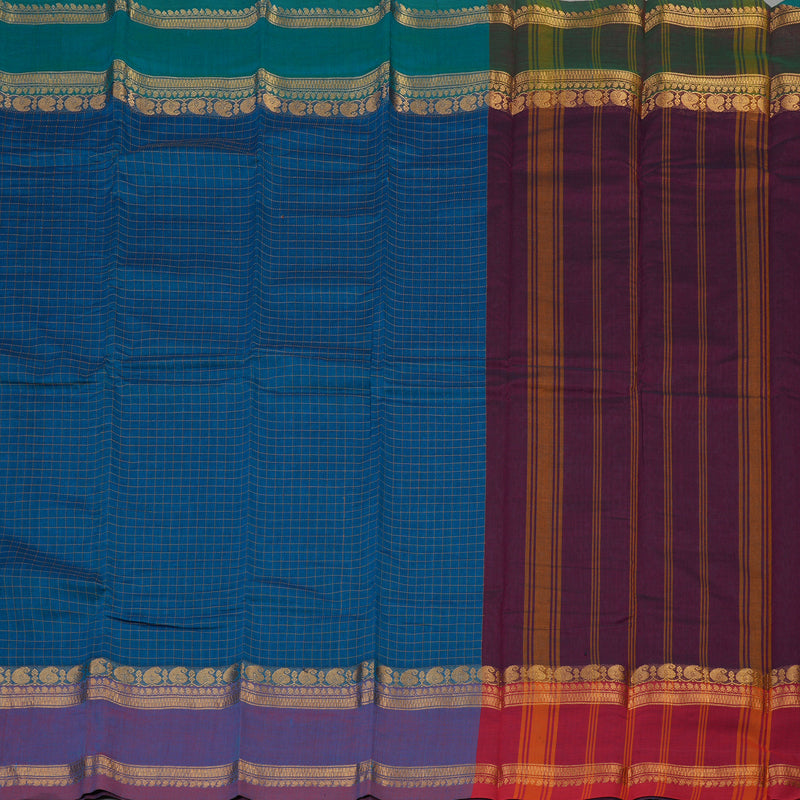 Hayagrivas Handloom Pure Cotton Saree in Timesless Blue KBE396E3-4